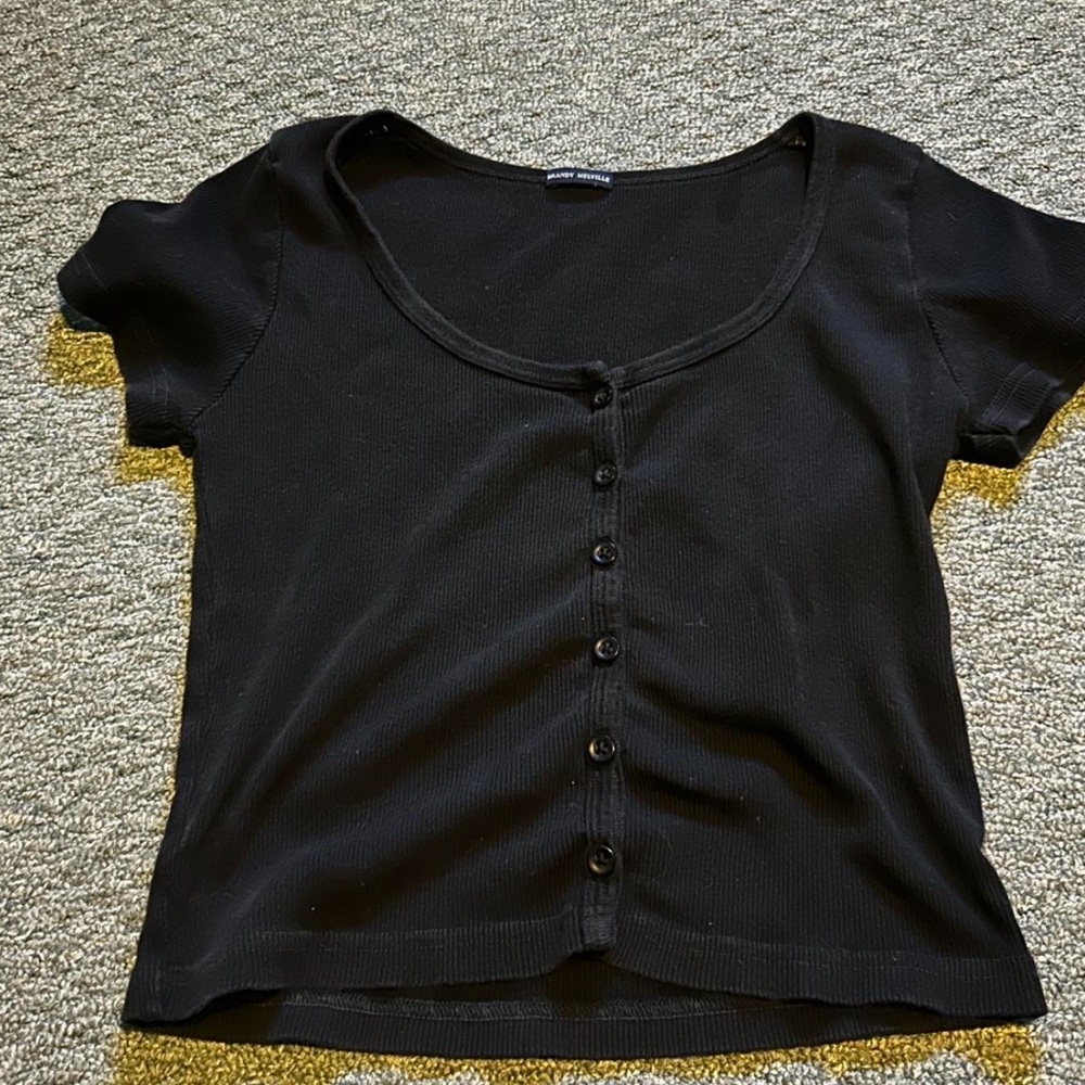 Brandy Melville Black Button-Down Top